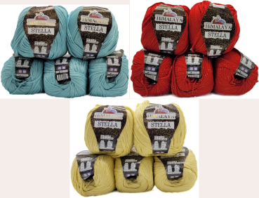 500 Gramm Himalaya Stella Glitzergarn Viskose, Strickgarn mit Glitzer, Glitter Strickwolle einfarbig, 5 x 100g Viskosegarn